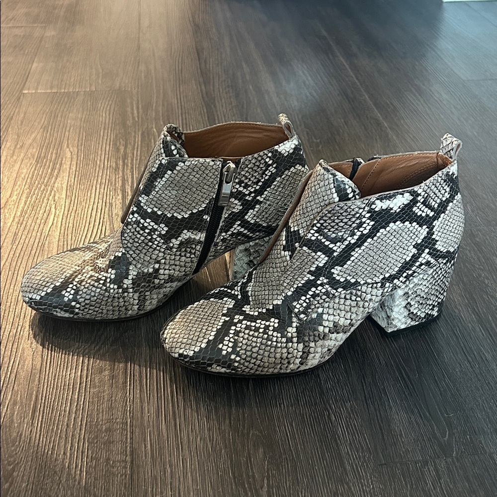 Franco Sarto Textured Animal Print Ankle Boots